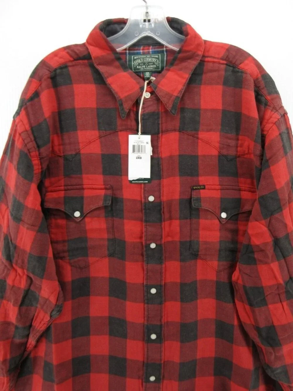 Polo Country Ralph Lauren Shirt 2XB Big Western Snap Buffalo Plaid Lined
